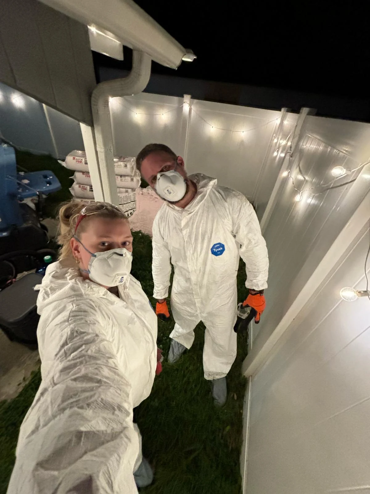 Thiago suited up for insulation work